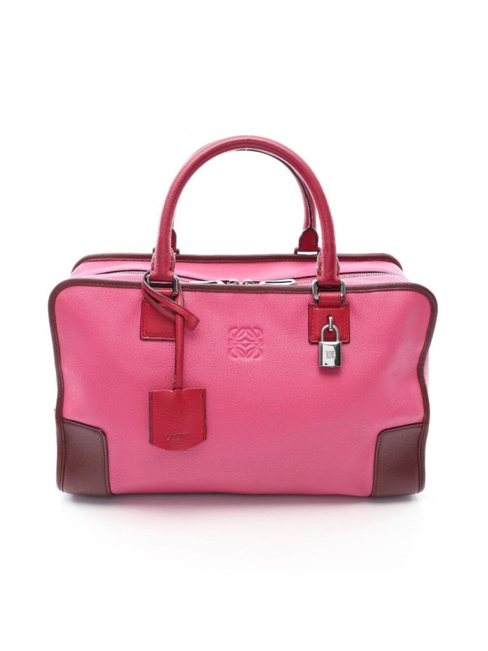 Loewe Handbag Amazona 36 Pink Red Brown Leather
